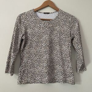 J Mclaughlin Catalina Cloth Top S Leopard Animal Print Stretch Travel Classic